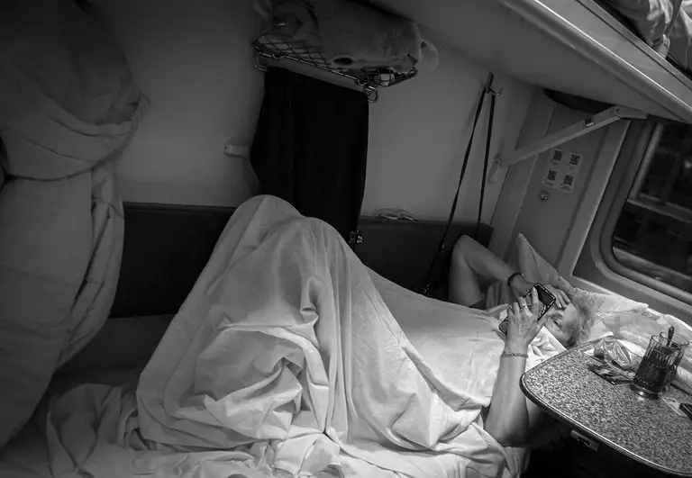 A train from Moscow, the capital, to the provinces. December 2026. Photo by Oleg Klimov.